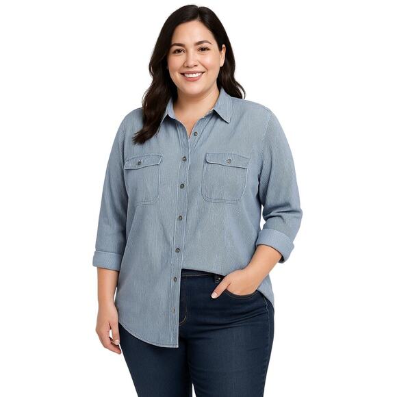Chaps Women’s Utility Shirt, 1X - Picture 1 of 6